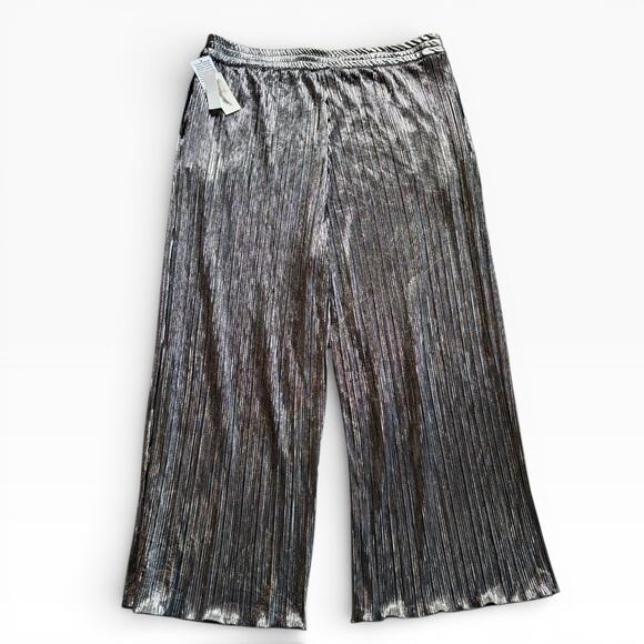 Jessica Simpson Adaeze Wide Leg Pants Women’s 3X Silver Metallic NWT $89 - Picture 4 of 9